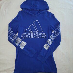 Nwot boysnwot blue adidas long sleeve hooded t shirt size large 14/16